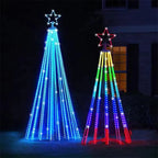 RGB Christmas Tree Waterfall Lights With Star Topper,APP Remote Control LED String Lights Multicolor Fairy Light Indoor Outdoor