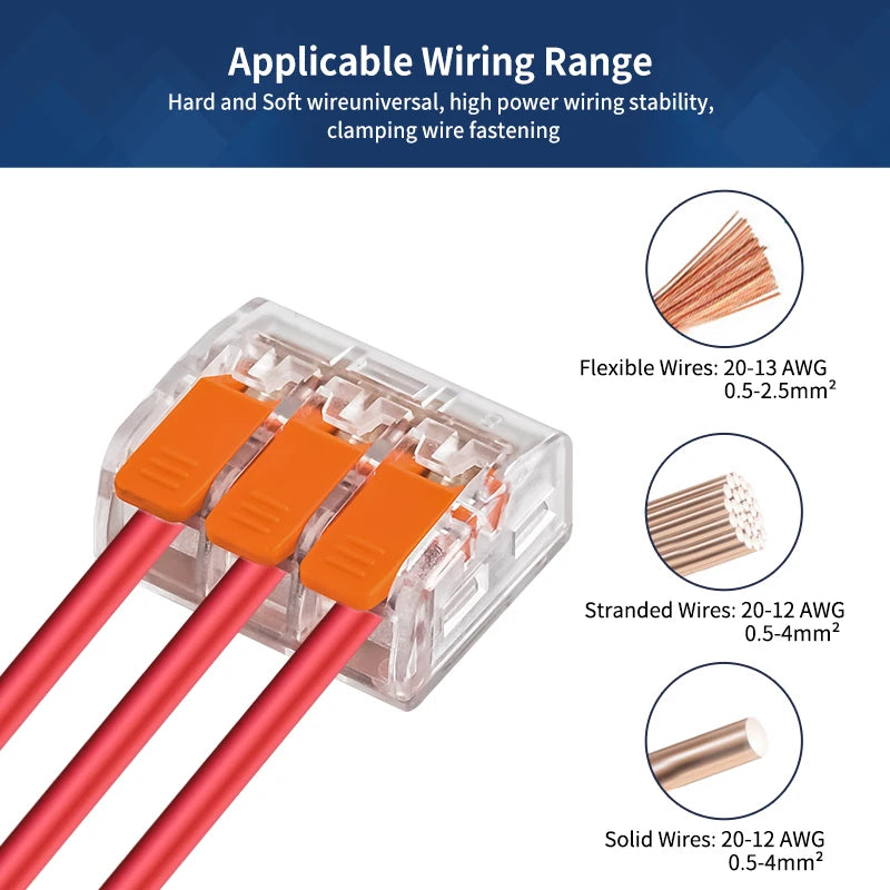 JINH 50 Pcs Quick  Compact Lever Parallel Electrical Splitter Equipment Connectors, Fast Wire Connector Terminal Blocks 34-11AWG