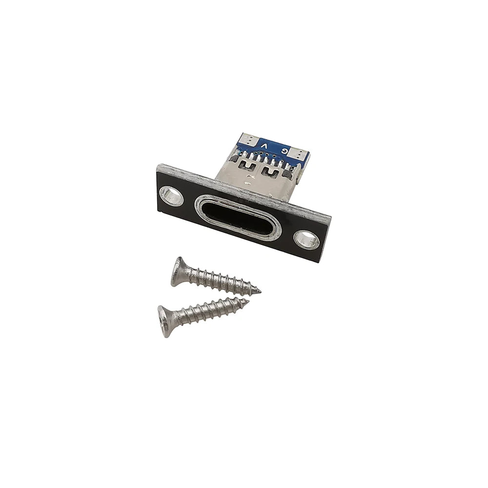 1/2/5Pcs Type C USB 3.1 Jack 2 Pin 4 Pin Female Connector Charging Port DIY USB 3.1 Type C Socket With Screw Fixing Plate