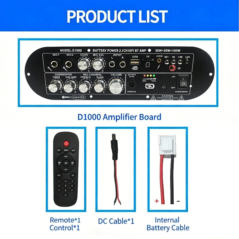 2.1 Channel Bluetooth 5.0 Amplifier Board High-Power HiFi Subwoofer Digital Amplifier Board for Home and Outdoor Sound Systems