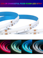 FCOB RGBW LED Strip Light 5pin 12mm DC12V 24V 896 LED Flexible FOB RGBCW COB RGBWW Lights High Density RA90 Linear Dimmable 16W
