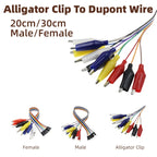 10pcs-5-1pcs 20cm 30cm Alligator Clip To Dupont Wire 10Pin Male Crocodile Clip To Jumper Wire 10pin Female Test Lead for Arduino