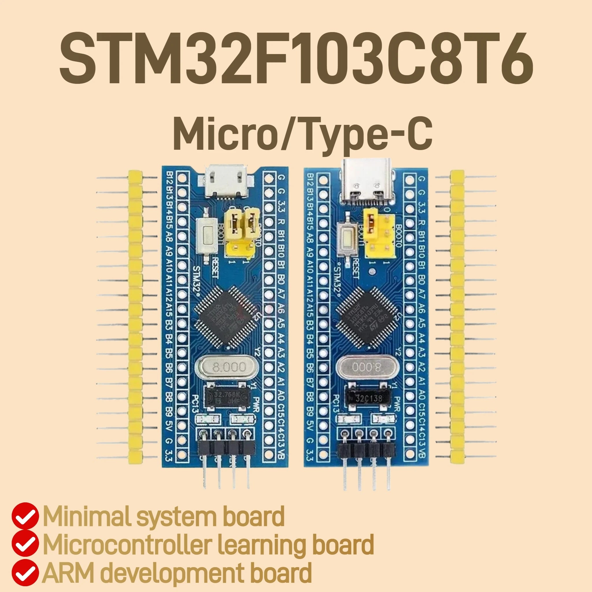 1PCS High Quality STM32F103C6T6 STM32F103C8T6 Minimum System Board, Microcontroller Learning Board, ARM Development Board
