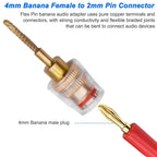 2/4Pcs Banana Plug Adapter 4mm Female to 2mm Pin Gold Plated Test Probe Connector for Multimeter HIFI Audio Speaker Amplifier