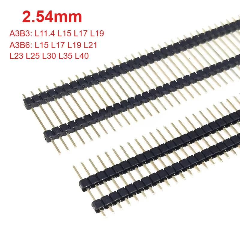 5pcs 2.54mm PCB Board Spacer 1X40P L11.4/15-21/23/25/30/35/40/50mm Straight Single Row Double Insulat Gold Connector Male Header