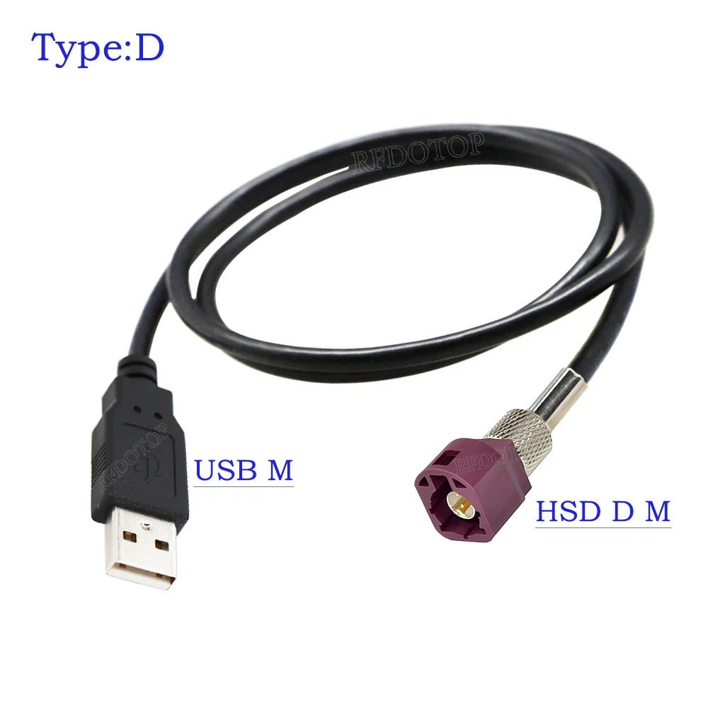 USB Male to 4Pin HSD Code A/B/C/D/G/H/J/K/Z Male Connector LVDS Cable Car Head Unit Control Screen RCC NAC Cable HSD to USB