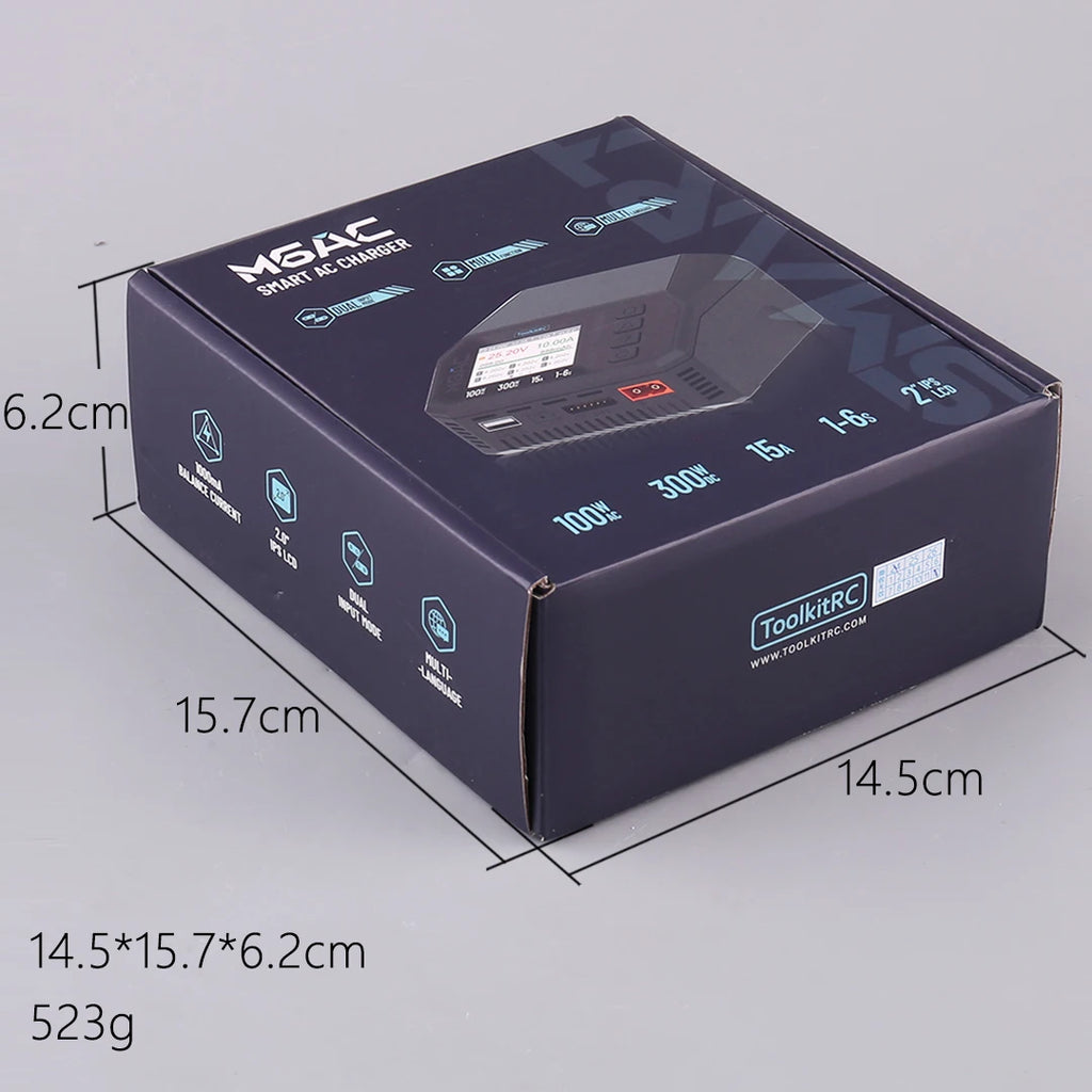 ToolkitRC M6AC 15A 300W Multifunctional LiPo Battery Charger Smart 1-6S Balance for RC Models - High Power RC Accessory