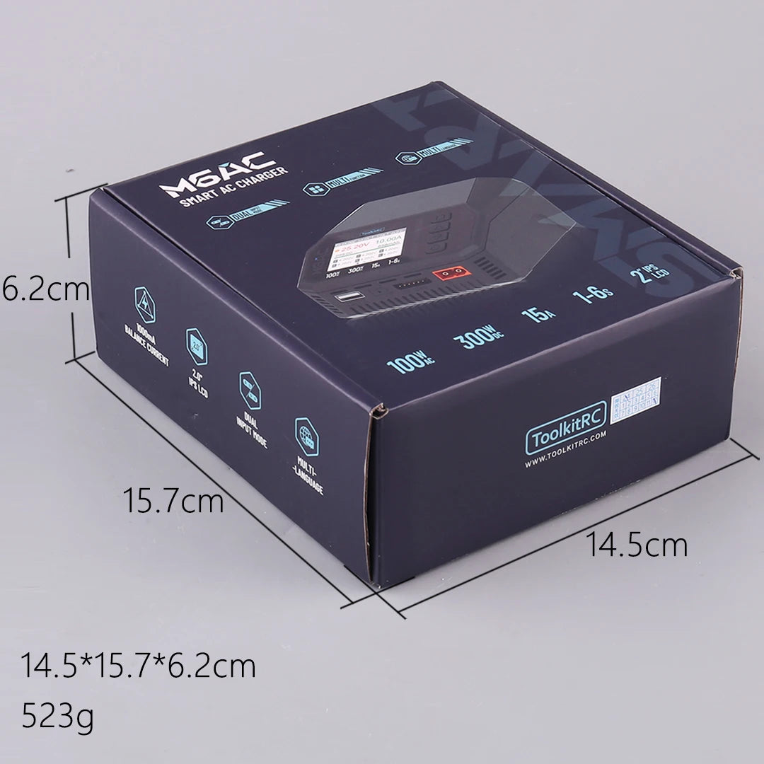 ToolkitRC M6AC 15A 300W Multifunctional LiPo Battery Charger Smart 1-6S Balance for RC Models - High Power RC Accessory