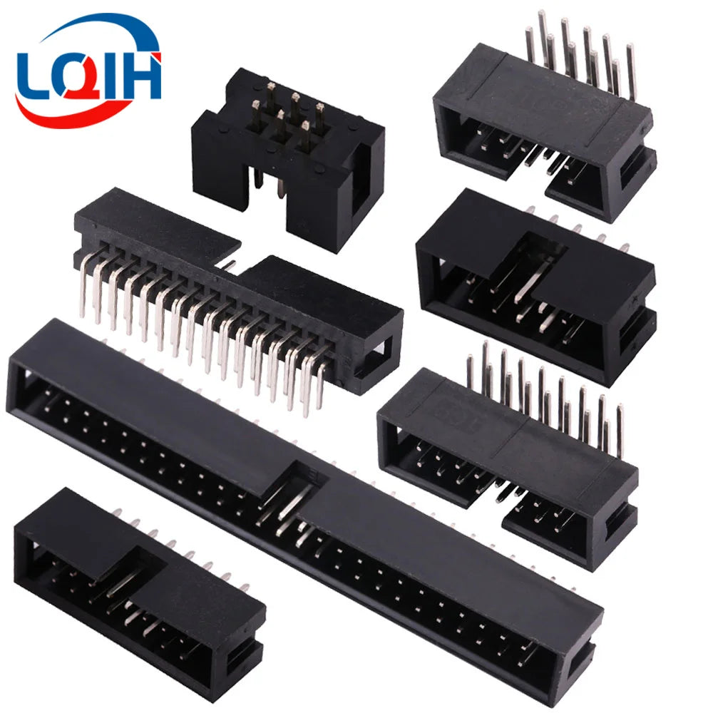 10PCS DC3 6P/8P/10P/14P/16P/20P/30P/34P/40P 2.54mm Socket Header Connector ISP Male Double-spaced Straight needle Curved needle