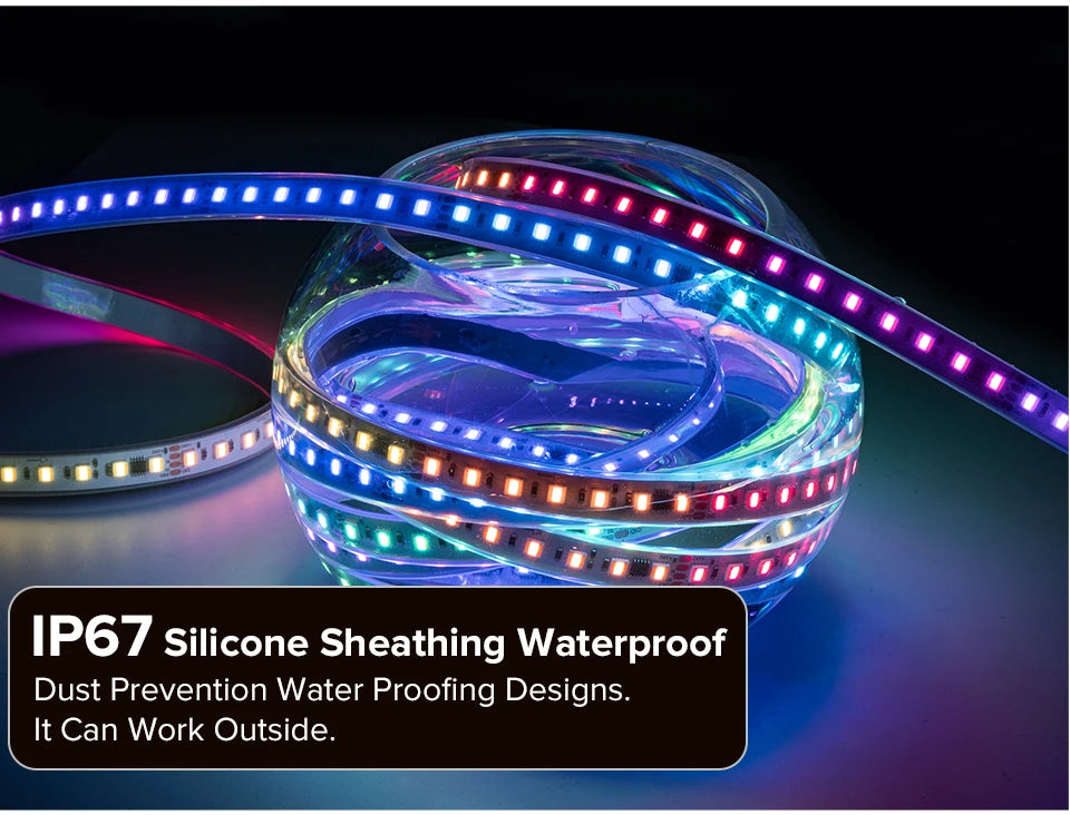 WS2805 Pixels LED Strip Light RGBCCT 5 in 1 Addressable LED Lights Dual Signal RGB WW CW 3000K-6500K DC12V 24V 1 IC to 3/6/7 LED