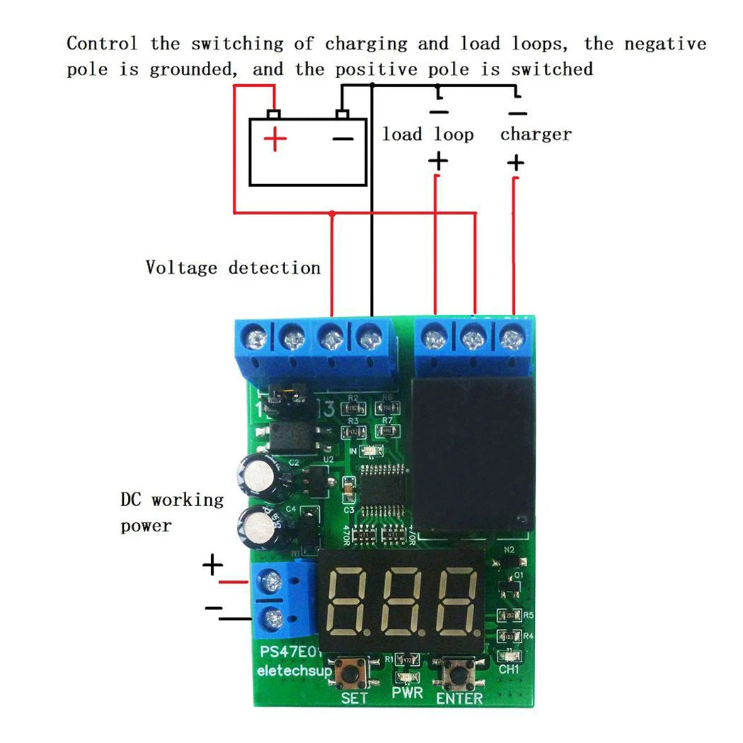 DC 12V 24V LED Digital Relay Switch Control Board Module Relay Module Voltage Detection Charging Discharge Monitor Test