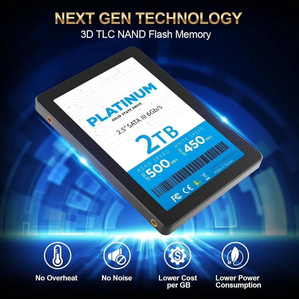 US Shipping 2TB 2.5 Inch SATA III 6Gb/s Internal SSD Solid State Drive TLC 3D NAND for PC Laptop Desktop Memory Storage