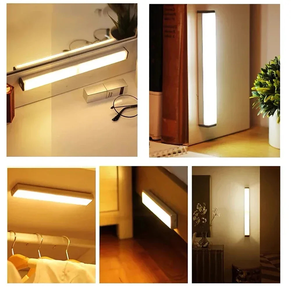 Runtowo 2pcs LED Motion Sensor Light Wireless Night Light Rechargeable Light Cabinet Wardrobe Staircase Backlight For Kitchen