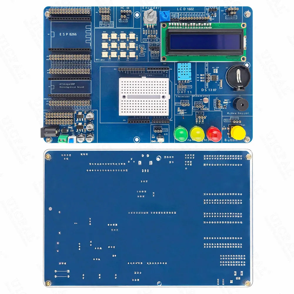 ESP8266 ATmega328P IOT Development Board Module for Arduino IDE Learning NRF24L01 DS1307 LED RGB DHT11 LCD1602 HC-06 HC-SR04