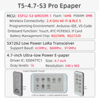 T5 E-Paper S3 Pro E-Ink Display ESP32-S3 4.7-inch E-Paper Module LoRa SX1262 TF Card RTC PCF8563 Touch Battery GPS