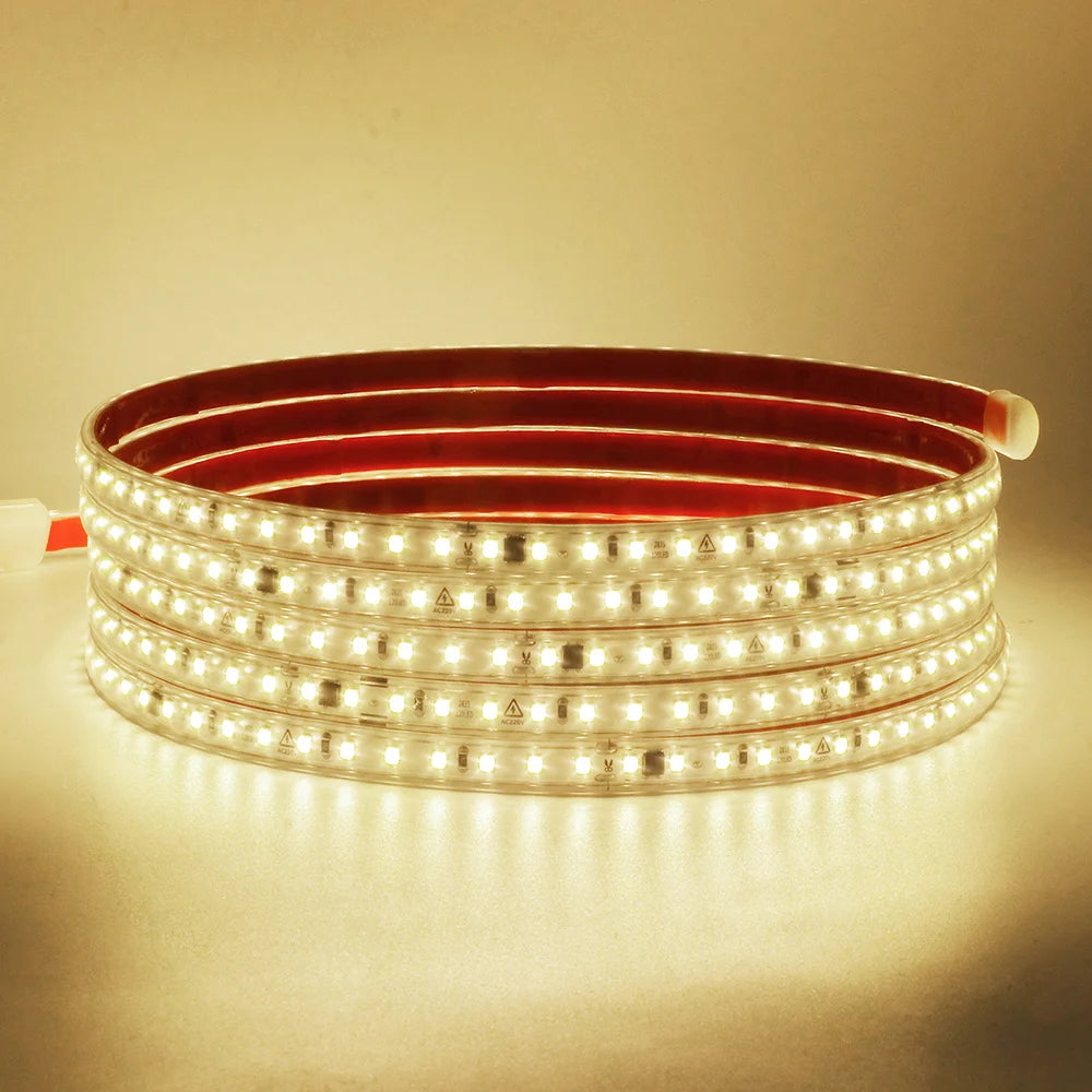 AC 220V 2835 LED Strip Light Waterproof IP67 120 LEDs Flexible Tape Lamp with IC Home Lighting White 0.5m 1m 2m 5m 10m 20m 50m