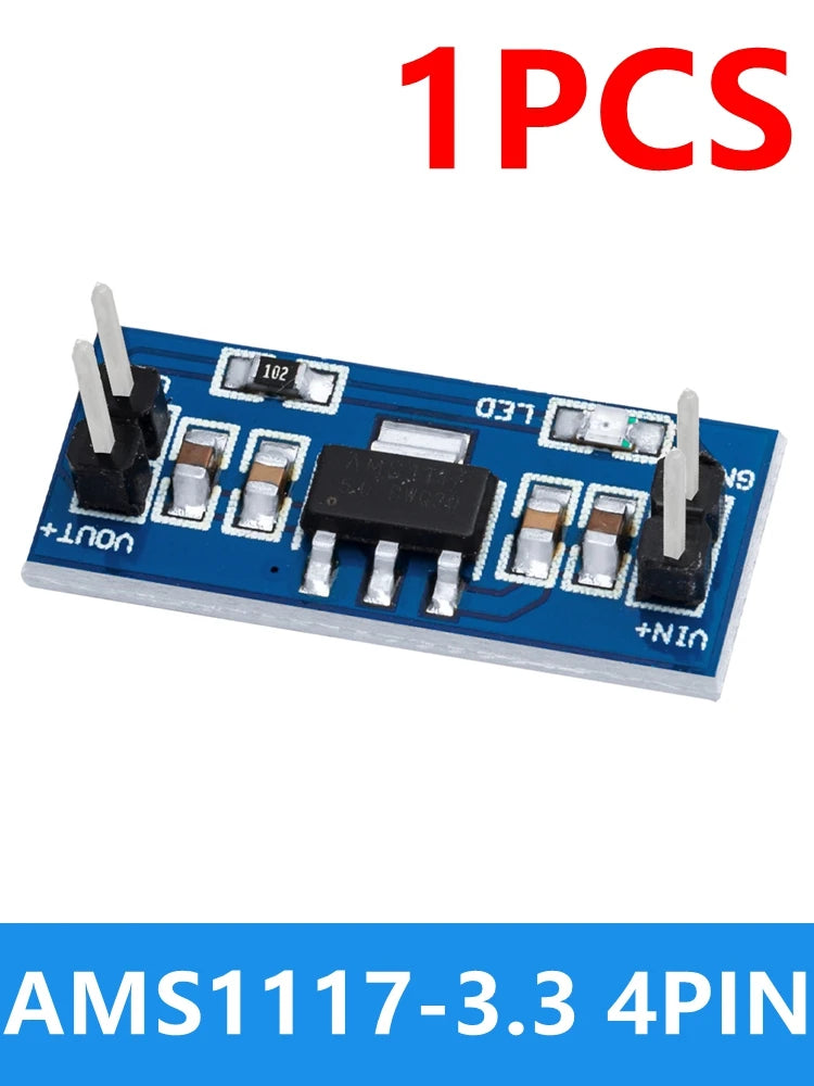 1PCS/5PCS High-Quality AMS1117-3.3 LDO Module: 5V to 3.3V DC-DC Step-Down (800mA Buck Regulator)