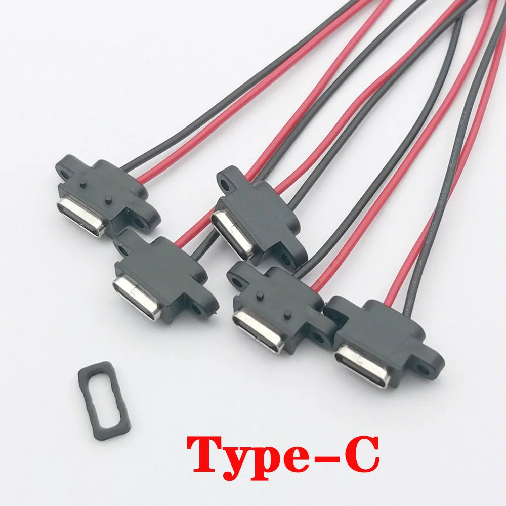 1-5pcs USB Type C Waterproof Connector Type-C With card buckle Female 3A High Current Fast Charging Jack Port USB-C Charger Plug