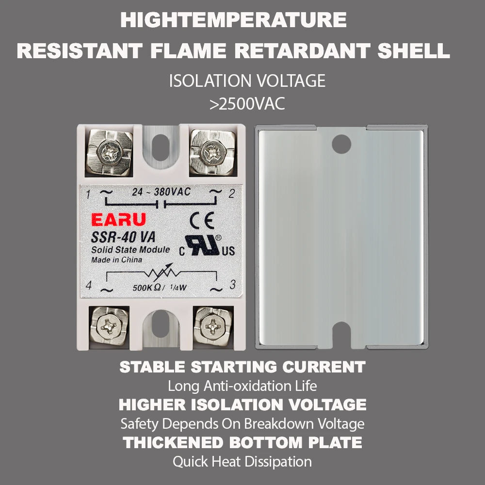 SSR-10VA SSR-25VA SSR-40VA SSR Solid State Relay Voltage Regulator AC24-380V Output+Potentiometer for PID Temperature Controller