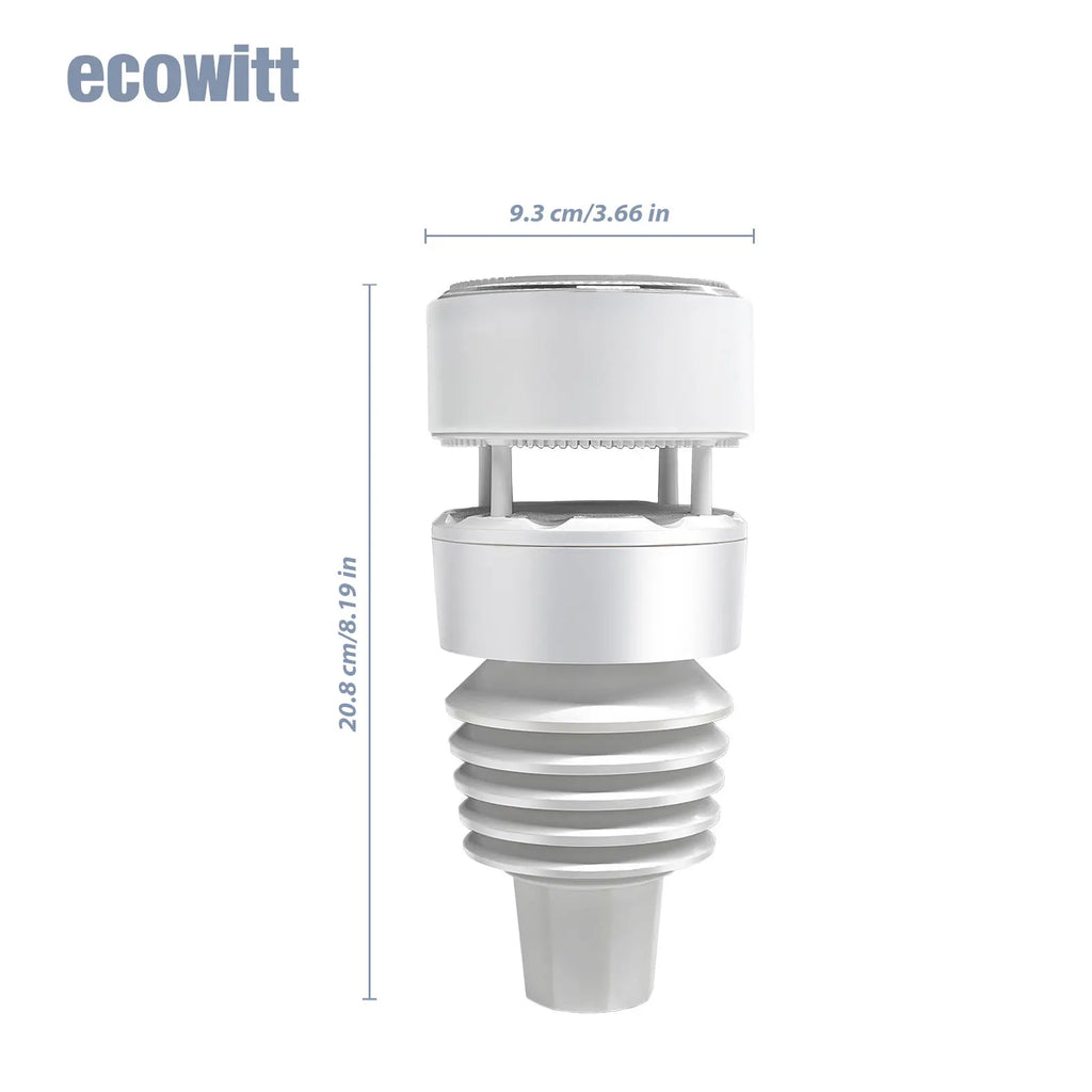 Ecowitt WS90 7-in-1 Weather Sensor, Ultrasonic Anemometer with Piezoelectric Rain Gauge, Light & UV, Thermo-hygrometer Sensors
