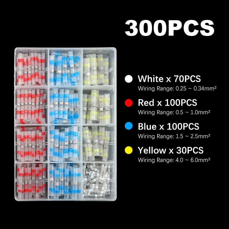 Solder Seal Wire Connectors Boxed Connectors Kit Heat Shrink Sealed Insulated Butt Splice Terminal Waterproof Shrinkable Sleeve