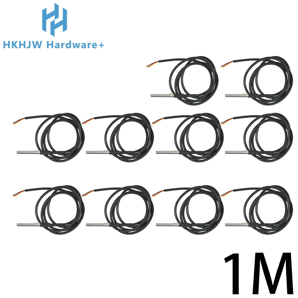1/10PCS DS18B20 Waterproof Thread Temperature Probe Temperature Sensor Stainless Steel Package 1/2/3/5/10Meter For Arduino