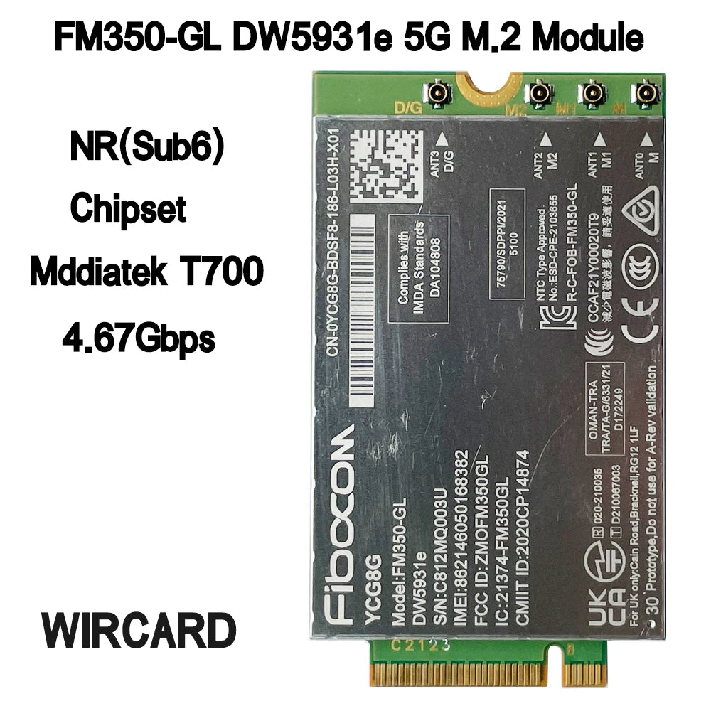FM350-GL DW5931e DW5931e-eSIM 5G M.2 Module For  Latitude 7440 Latitude 5531 9330 3571 Laptop  5G Solution 5000 FM350- gl