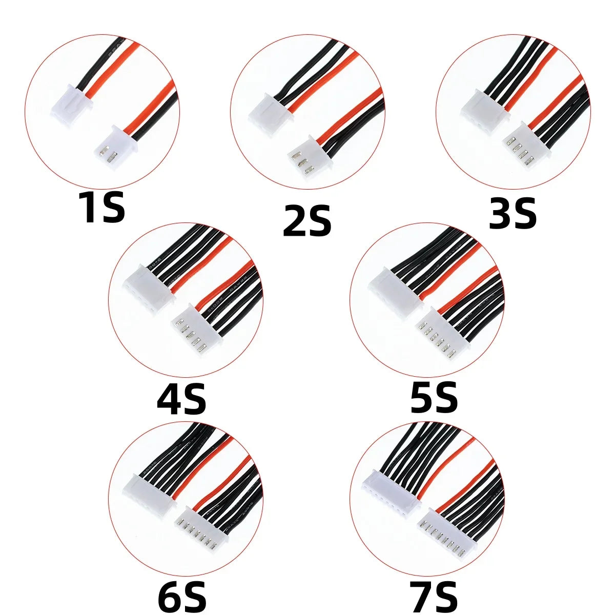 5Pcs JST-XH Balancer Cable Silicone Wire 1S 2S 3S 4S 5S 6S 7S RC Lipo Battery Balancer Charger Plug Connector 2.54mm Pitch 22AWG