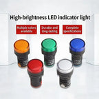Indicator Signal Lamp Light AD16-22DS 22mm Panel Mount DC 12V 24V 110V 220V 380V Red Green Yellow Blue White LED Bulbs 20mA