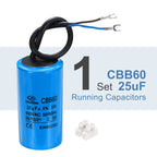 1/2Set CBB60 25-70uF Running Capacitor AC 450V 2 Wires 50/60Hz for Air Compressor Motor Washing Machine Refrigerator Motor Start