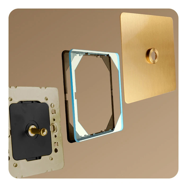 Avoir Gold Rocker Toggle Switch Brass Lever Switch Home Accessories Cat6 Type C EU Sockets And Switches 220V Push Button 86 Type
