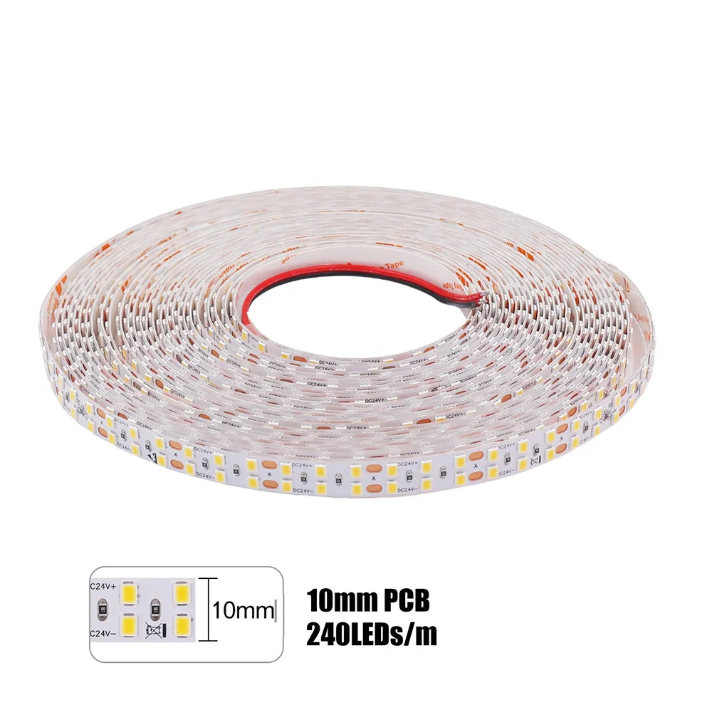 5mm 8mm Led Strip Light RA98 10mm PCB 2700K 3000K 3500K 4000K 5000K 6000K 5m 10m 24V 2835 120 240 LEDs Flexible Tape Lighting