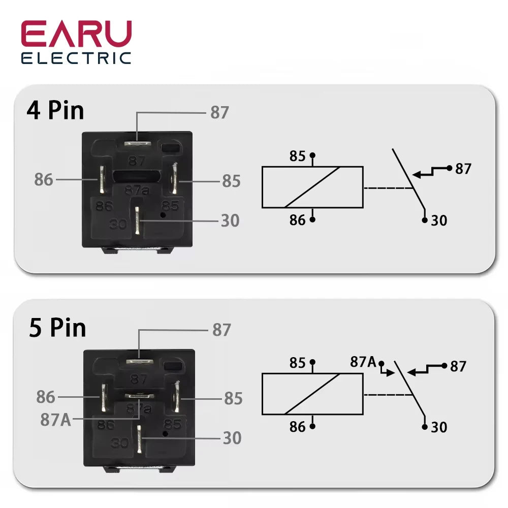 Waterproof Automotive Relay 12V 24V 4pin 5pin 4P 5P 40A Car Relay With Black Red Copper Terminal Auto Relay With Relay Socket