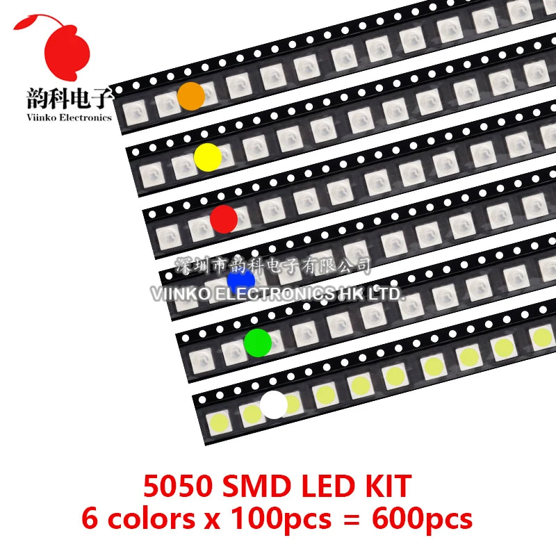 SAMIROB 100pcs/Lot 0805 SMD LED White Ice Blue Red Blue Yellow Green Orange Warm White Pink Purple RGB 2012 Light Emitting Diode