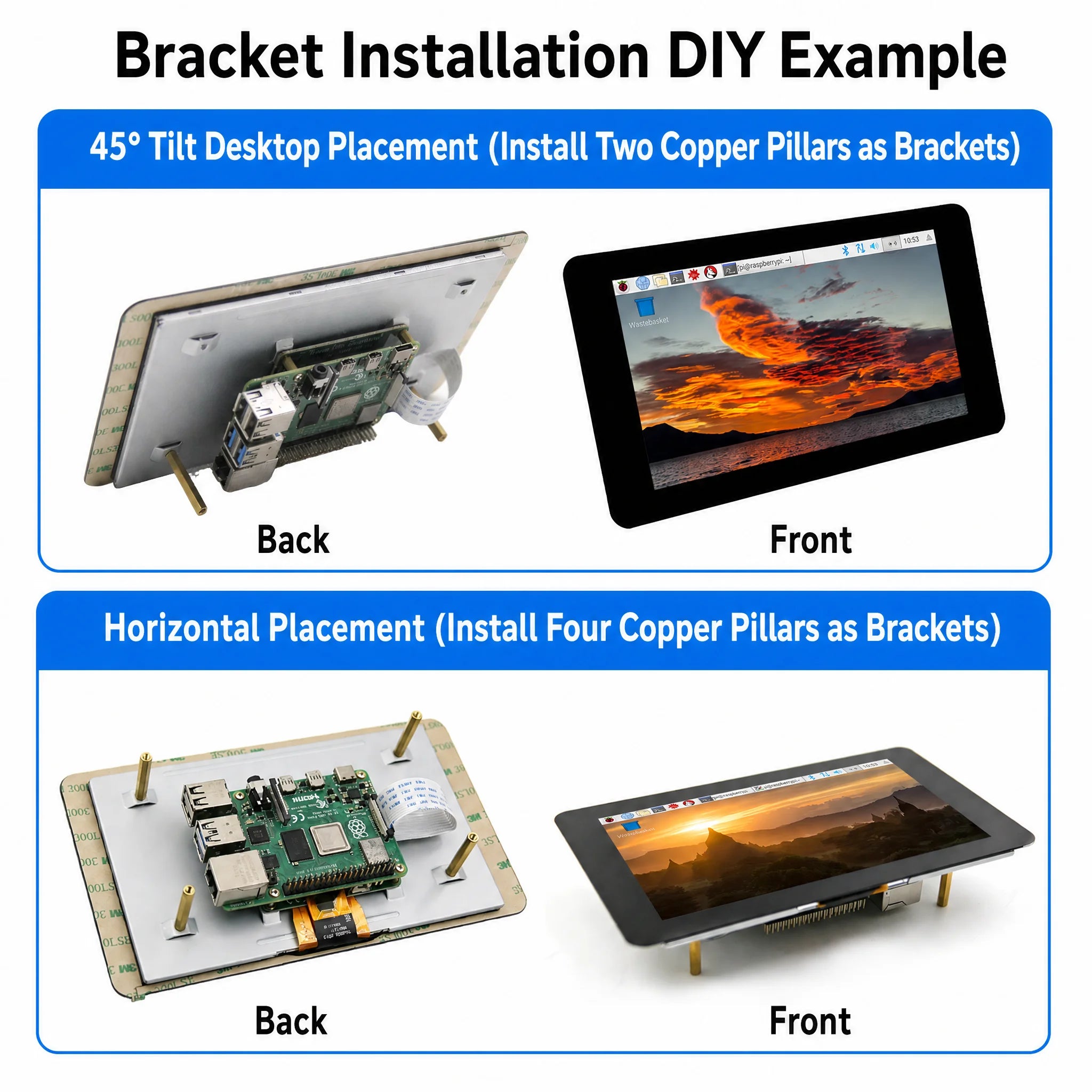 7 Inch DSI Touch Screen for Raspberry Pi 5 4B 3B+ 3B IPS Display 800*480 LCD MIPI CSI Cable With Standard Monitor for RPI 5 Pi5