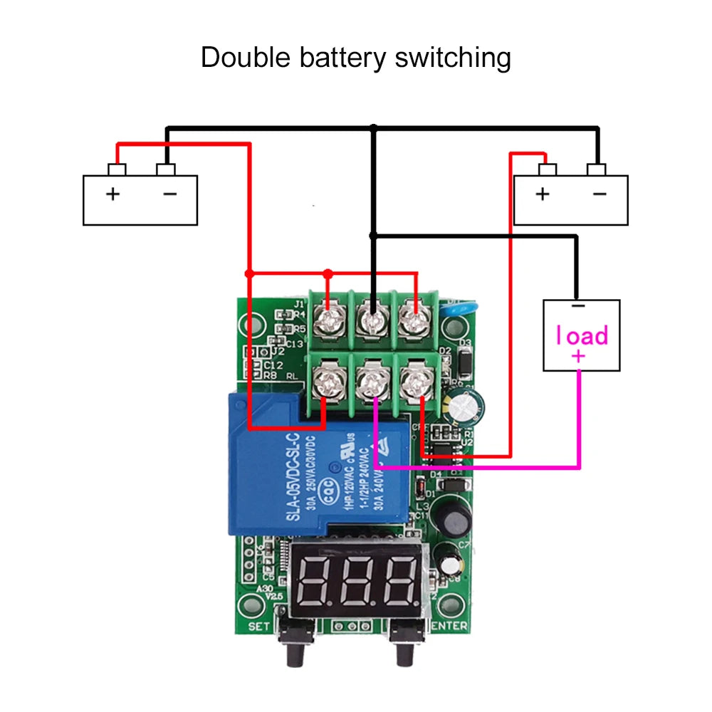 Relay Switch Controller DC 6~80V Voltage Detection Charging Discharge Monitor with Case Digital display DC voltage detection