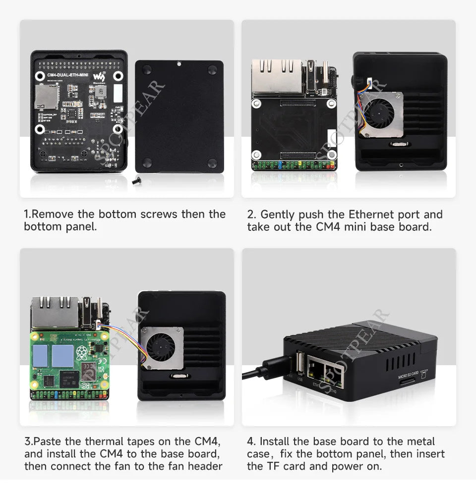 Raspberry Pi CM4 dual ETH mini Open-source Router Board Metal case for Compute Module 4 IO Board  5V, Type-C interfac