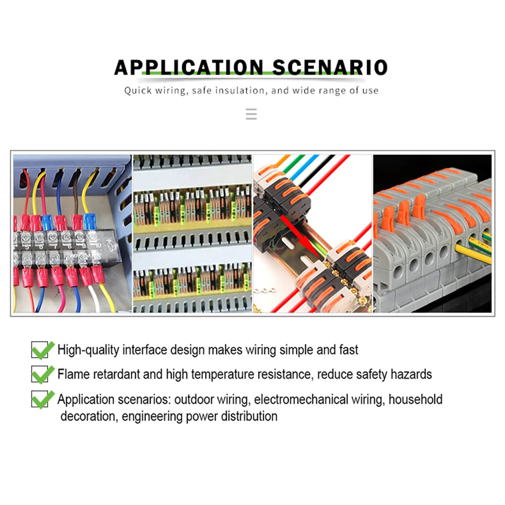 Din Rail Type Various Terminal Block Kit 211 Wire Electrical Conductor Universal Fast Cable Connector With Number Strip Set
