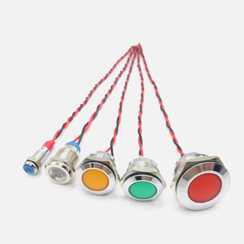 Waterproof metal indicator lamp 6/8/10/12/16/19/22MM power signal lamp 3V 5v 6v 12V 24V 110V 220V red/yellow/blue/green/white