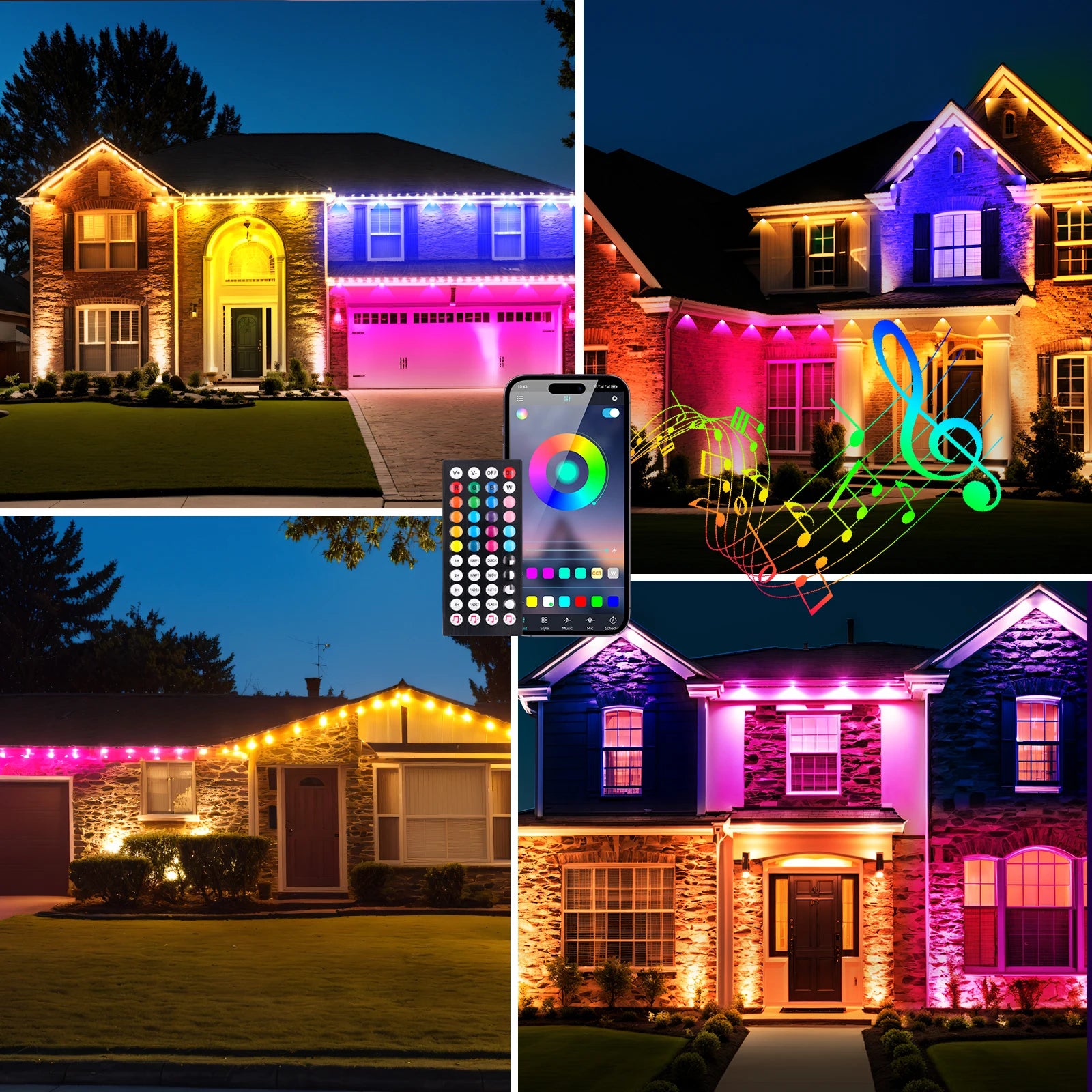 150M 90M 60M 15M Smart RGB Eave Lights IP67 Waterproof APP&Remote Control Timer Dimmable LED String Lights Home Christmas Decor