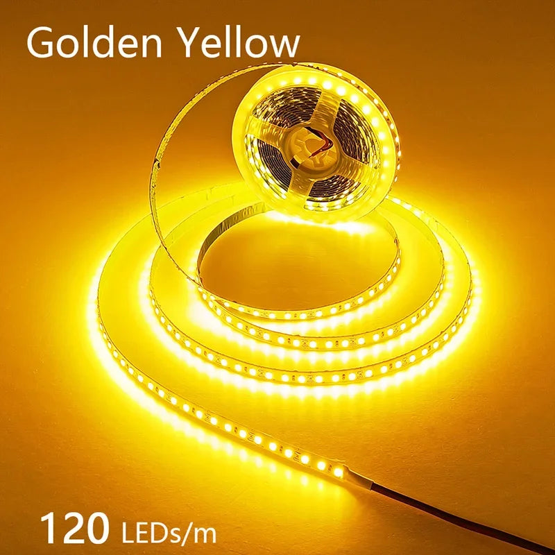 12V 24V LED Strip 2835 120LEDs/m Home Lamp Strip Pink Red Ice Blue Green Golden Yellow Orange Flexible Waterproof Soft Lamp Bar
