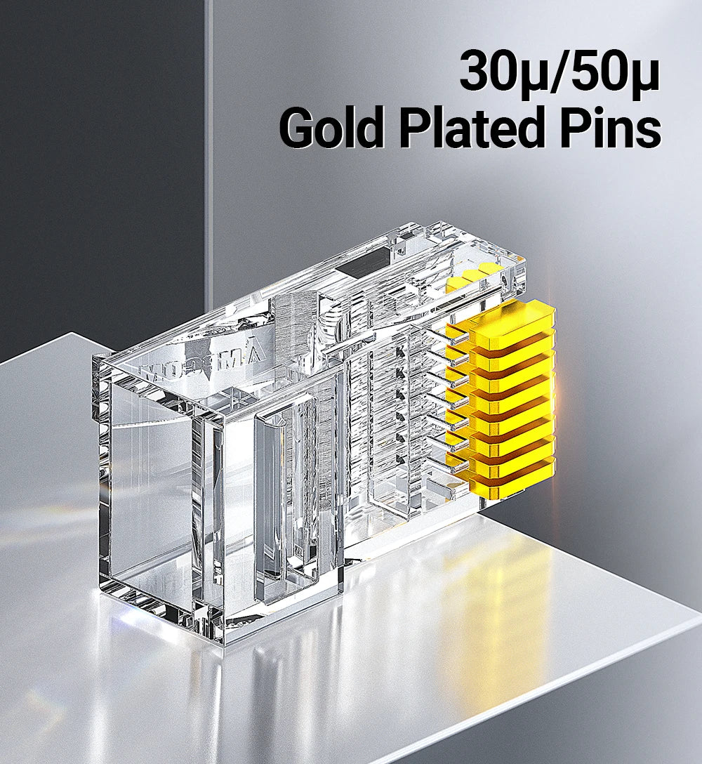 AMPCOM CAT5e RJ45 Connector 8P8C Modular Ethernet Cable RJ 45 Ends Ethernet Cable Crimp Connectors UTP Network Plug
