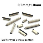 5pcs FPC Connector 0.5mm/1.0mm Pitch Drawer Type Upper/ Bottom Contact Type Socket FFC Flat Cable Socket 4P 5P 6P 8P 10P-60Pin