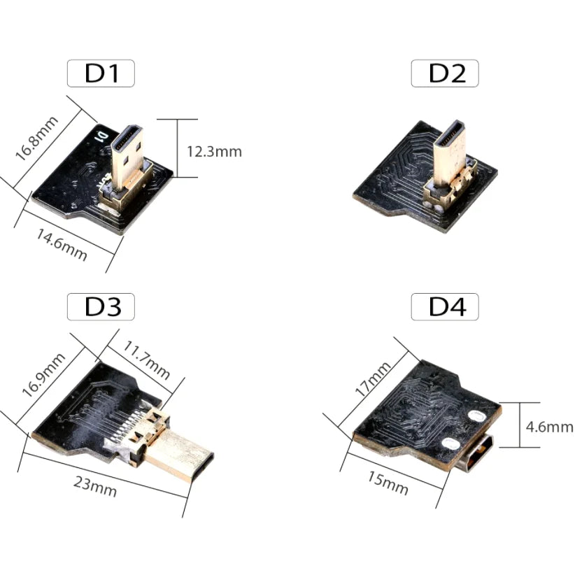 Ribbon FPV HDMI-Compatible Connector Flexible Flat Cable Raspberry Pi 4 Micro HDMI to HDMI/Mini HDMI Female 90 Degree FFC 20pin