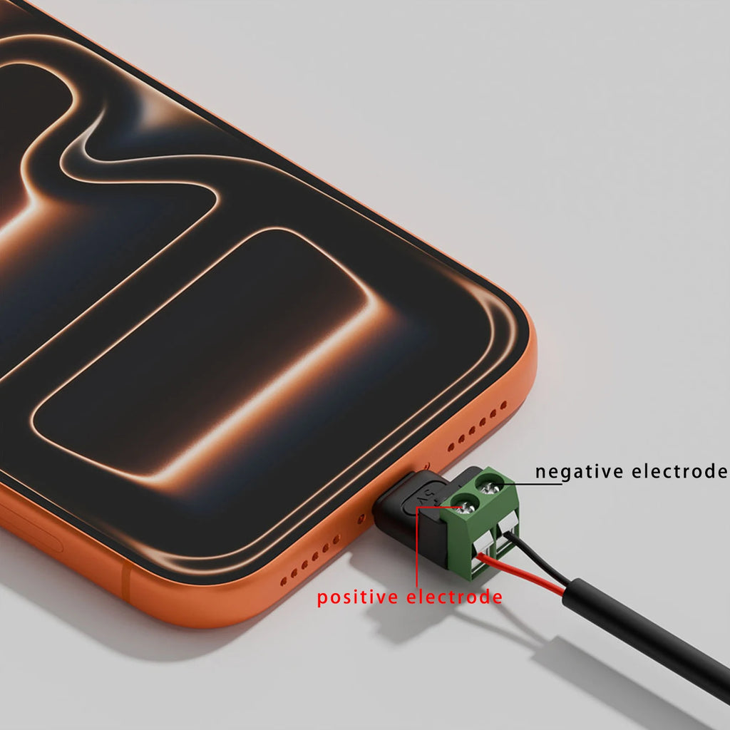 USB C to 2Pin Terminal Adapter Screw Solderless Plug Type-C to 2 Pin Crimp Terminal Block 5V Charging Conversion