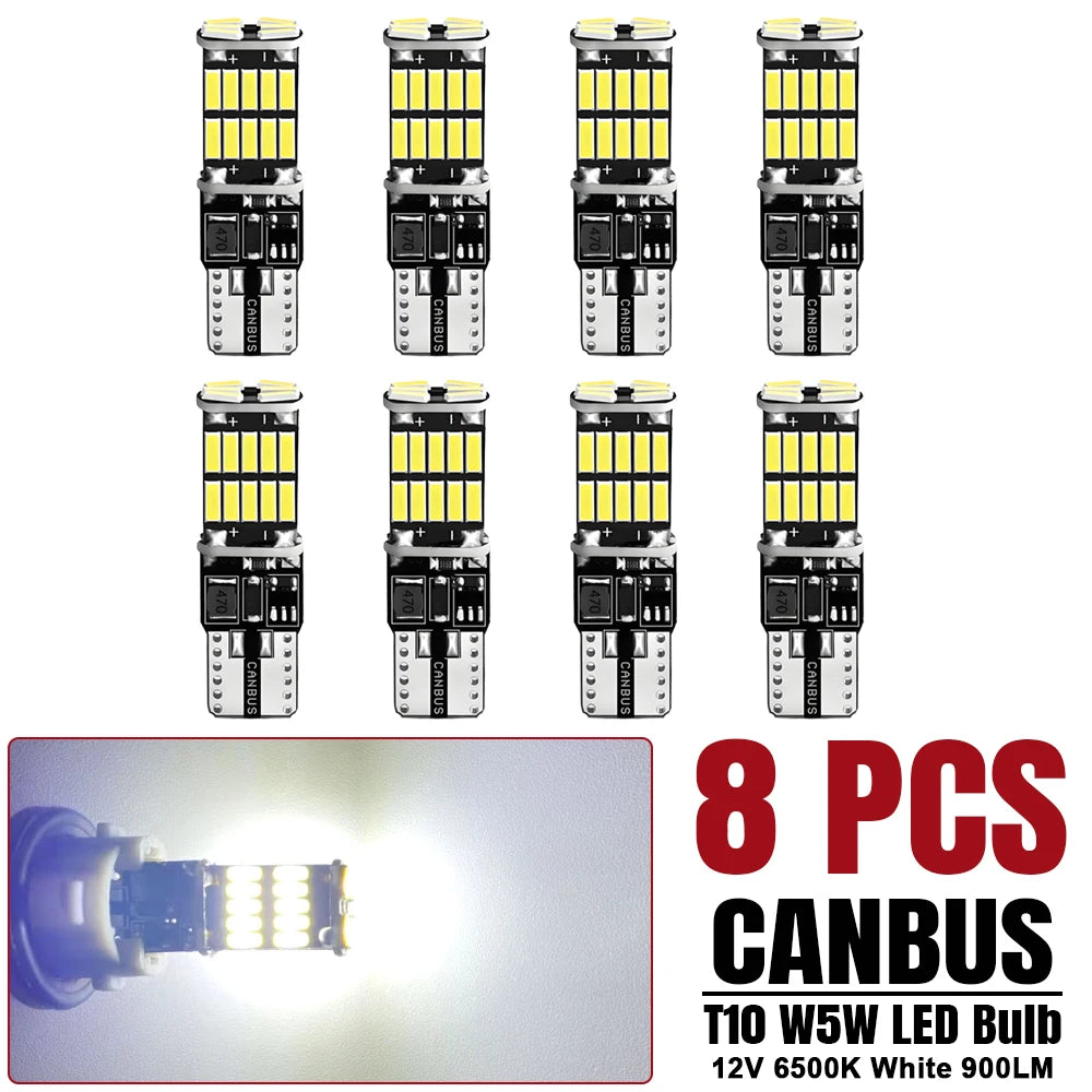 2-20 PCS T10 W5W LED Bulb 12V 1000LM 24V 4014-26SMD 6500K White Car Interior Dome Maps Reading Trunk License Plate Lights CABNSU