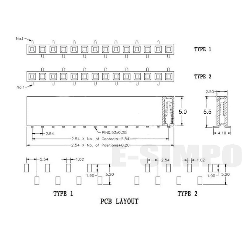 10pcs 2.54mm SMD Short Version PH5mm Single Row SMT 1X3/4/5/6P 8P 10P 12P 20P Stackable PCB Female Pin Header Socket Connector