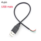 0.3m/1m/2m Power Supply Cable 2 Pin USB 2.0 A Female male 4 pin wire Jack Charger charging Cord Extension Connector DIY 5V line