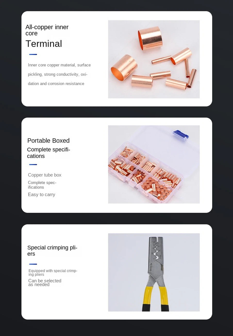 Copper Connecting Pipe GT Small Copper Tube Cable Intermediate Joint Cold Pressed Wire Crimping Terminal Quick Docking Connector