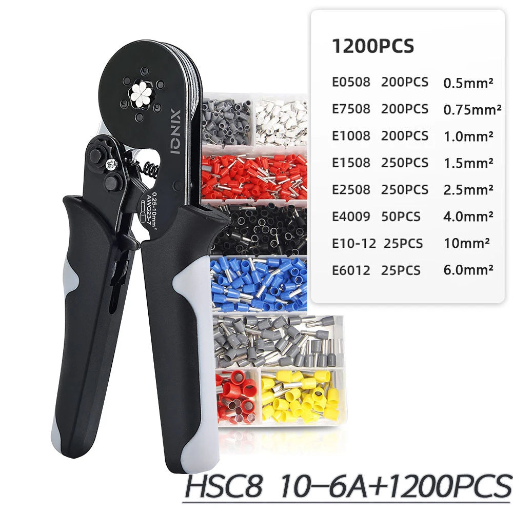 Crimping Pliers Tubular Terminal Hand Tools HSC8 6 - 4A 0.25 - 10mm2 6 - 6A 0.25 - 6mm2 Electrical Mini Wire Ferrule Clamp Kit
